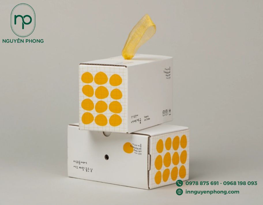 Thùng carton đựng quýt thiết kế quai cầm